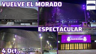 4 Oct. VUELVE EL MORADO!! Espectacular iluminación en la nueva plaza del Bernabéu