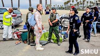 Tension on the Beach: Homeless Items Discarded During Coordinated Cleanup at Venice Beach