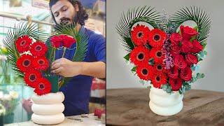 Easy flowers arrangement technique with floral foam. How to make a bouquet. bouquet making idea