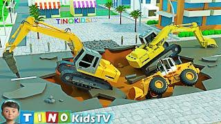 Excavator,  Wheel Loader and Driller Truck for Kids | Waiting Shed Construction Accident