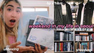 weekend in my life in seoul / kpop album shopping, blackpink x h&m, and unboxing albums!!