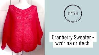 Cranberry Sweater sweter moherowy tunika poncho narzutka - wzór na drutach