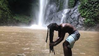 (7 year) FREEform Locs Waterfall Wash in Ghana, West Africa!! ASMR