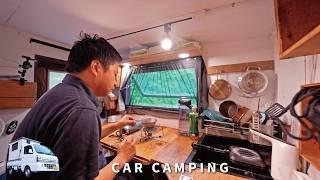 [Car camping] Solo camping in the forest at an altitude of 1300m. DIY light truck camper