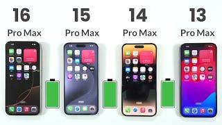 iPhone 16 Pro Max vs 15 Pro Max vs 14 Pro Max vs 13 Pro Max Battery Test | iOS 18 Battery Test