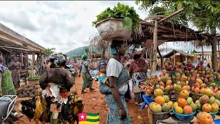 Rural village market day in Agou plateau region the tallest mountain in Togo  west Africa .