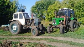 ЮМЗ-6 турбо и МТЗ 82.1 вспашка стерни  ячменя 2015  /  MTZ 82.1 ploughing  of barley