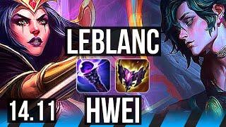 LEBLANC vs HWEI (MID) | 17/1/2, Legendary, 7 solo kills, 40k DMG | NA Challenger | 14.11