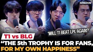 Faker "Tomorrow's trophy will not be my last one" | T1 vs BLG press conference | Ashley Kang