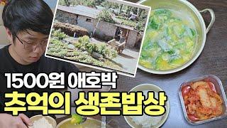 맹물에 애호박만 넣어 끓여 밥을 적시며 소박하고 고독한 혼밥