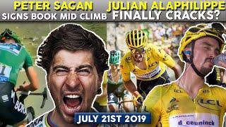 Julian Alaphilippe's Tour de France is over? Peter Sagan signs fan's book while climbing!