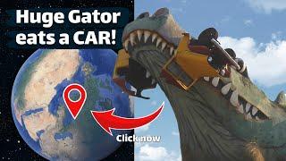 I found Huge Gator  that eats a Car on Google Maps and Google Earth #map #earth  #mapsamuse