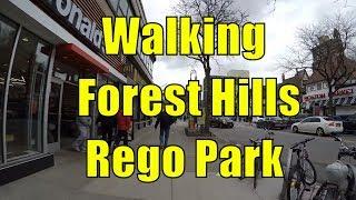 ⁴ᴷ Walking Tour of Queens, NYC - Forest Hills & Rego Park (Austin St, 63rd Drive, Queens Center)