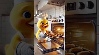 The little duck roasts sausages for the baby to eat.#duck #shorts #cute