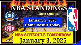 NBA STANDINGS TODAY as of January 2, 2025 | GAME RESULTS | NBA SCHEDULE January 3, 2025