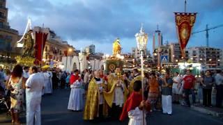 Statue of St.Julians procession  in Spinola Bay Malta