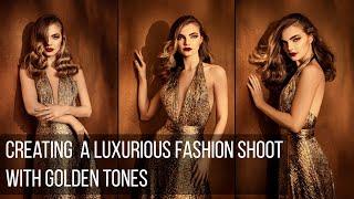 Behind the Scenes: Luxurious Fashion Shoot with Golden Tones