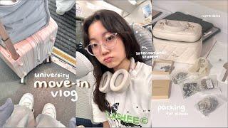 move in vlog  packing for uni, dorm tour, shopping, 15hr flight, international student, settling in