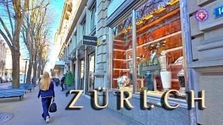 ZURICH SWITZERLAND  Currently walk in City Center / Bahnhofstrasse / Most popular tourist route 4K