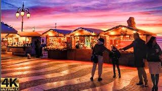 Lake Garda Most Beautiful Christmas Markets, Lazise Italy Walking Tour 4k UHD December 2024