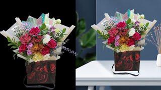 How To Wrap Flowers With A Bag. Flowers Arrangement, wrapping  With A bag.