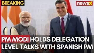 PM Modi Holds Delegation Level Talks With Spanish PM Pedro Sanchez at Vadodara's Laxmi Vilas Palace