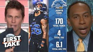 FIRST TAKE| Lions are big time Super Bowl contenders - Tom Brady breaks Jahmyr Gibbs MONSTER perform