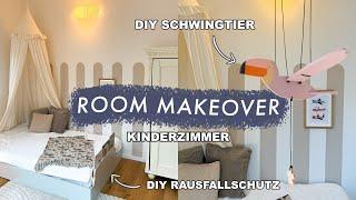 Kinderzimmer Makeover - Wanddesign streichen, DIY Rausfallschutz + Schwingtier selber bauen