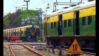 Double Line Crossing Two Electric Multiple Unit Train Indian Railways