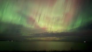 Ship Setting Sail Onto Superior Under The Aurora Borealis (Duluth)