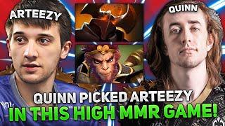 QUINN picked ARTEEZY in THIS HIGH MMR GAME! | RTZ COMEBACK on CHAOS KNIGHT in 12,200 AVERAGE MMR!