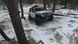 Wheeling in the snow! Climbing a steepish obstacle at Slaughterhouse Gulch in Colorado