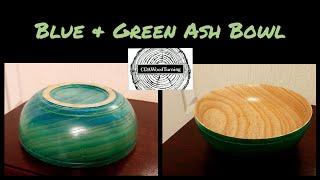 Blue and Green Stain on an Ash Bowl