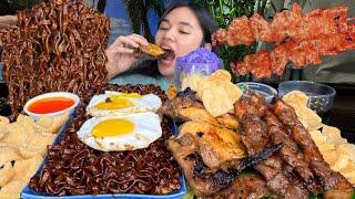 Black Bean Noodles with Egg, Mang Inasal Chicken and Pork Bbq Plus Ice Cream Mukbang