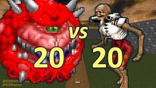 20 Cacodemons vs 20 Revenants - Monster Infighting - Doom II Retro Battles