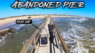 Camping Fishing, and Crabbing Overnight on Abandoned Texas Pier Fishing