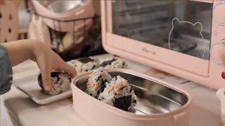 hướng dẫn cách làm cơm nắm với rong biển xúc xích đi học - make rice balls with seawead and sausage