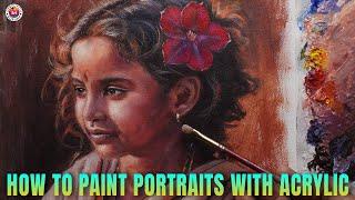 Acrylic Painting Technique | How to Paint Portrait of a Girl by Debojyoti Boruah