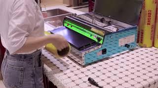 Manual tabletop food tray cling film wrapping machine