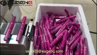 Horizontal shrink sleeve labeling machine for lip gloss mascara lipstick lip balm cosmetic pen