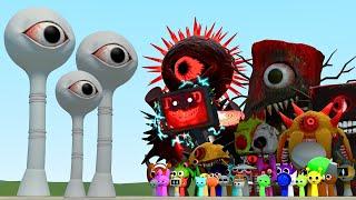 New Eye Tower Monster Vs All Sprunki Family In Garry's Mod