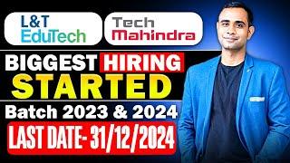 L&tEdutech & TechMahindra Biggest Hiring | BE/Btech/MCA/MSC | Batch 2023 & 2024