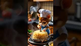 A charming and whimsical scene featuring a tiny, adorable mini-chef
