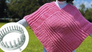 LoOM Knit Seed Stitch Poncho - Step by Step for Beginners - Use ANY Shape Loom