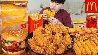 ASMR MUKBANG 맥도날드 양념 치킨먹방! 치즈 햄버거 치즈스틱 후라이드치킨 & 레시피 CRISPY FRIED CHICKEN CHEESE BURGER EATING SOUND!