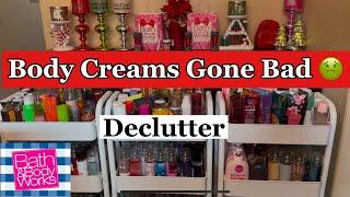 HUGE BODY CREAM DECLUTTER // BATH & BODY WORKS BODY CREAM DECLUTTER