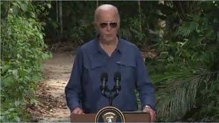 Joe Biden 'wanders into the Amazon' after delivering remarks