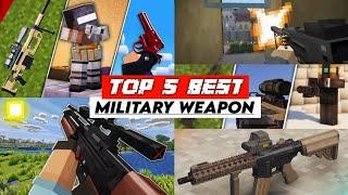 TOP 5 BEST MILITARY WEAPON Addon in Minecraft PE 1.21 [GUN MODS 3D]