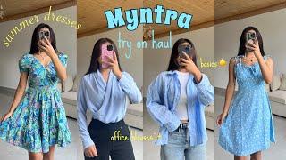 Myntra try on haul🩵 basics, dresses and office blouses