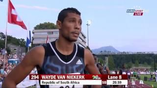 249 Wayde Van Niekerk runs 19 94 Breaks SA 200m NR Luzern 2015